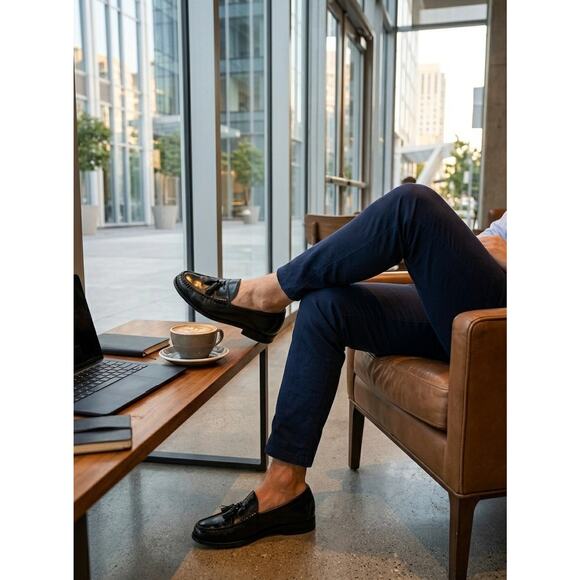 Cole Haan Men’s 9.5 Black Leather Tassel Loafers Comfort Dress Shoes main image 7